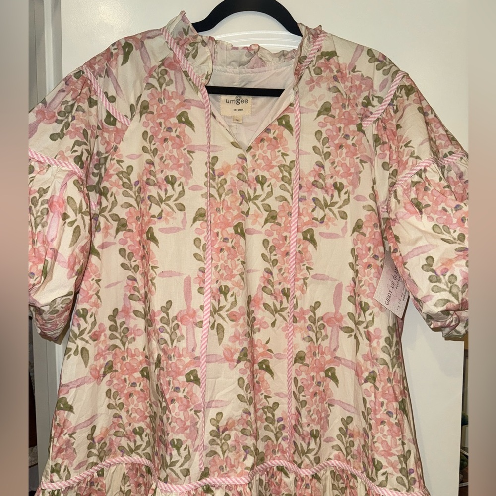 Umgee Cream and Pink Floral Dress